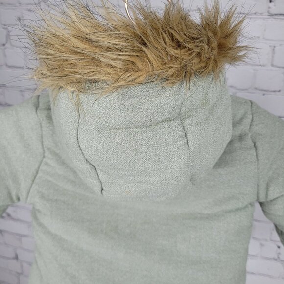 7 For All Mankind  Muted Green 100% Cotton Fur Trim Hooded Jacket Size 24M - Picture 11 of 16
